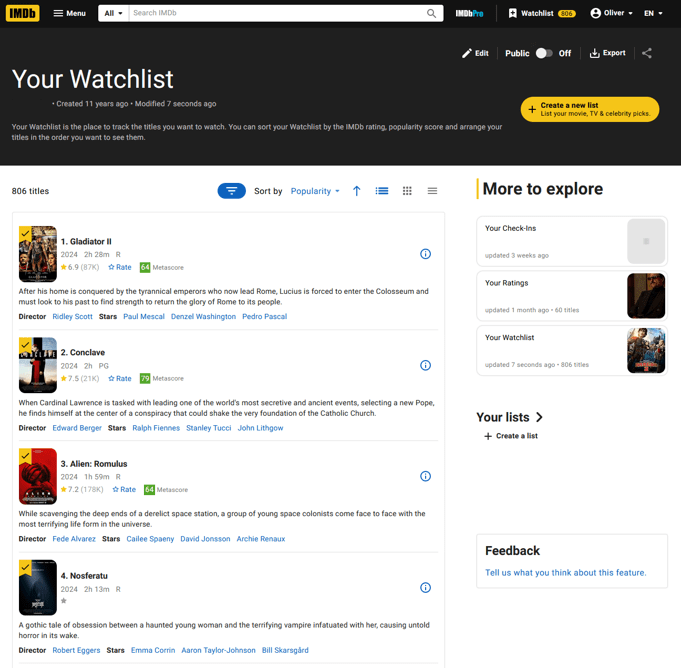 Example of watchlist