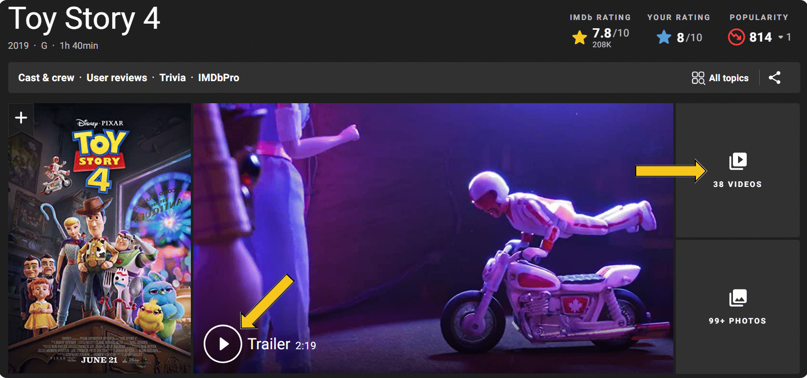 exmple of Toy Story 4 videos