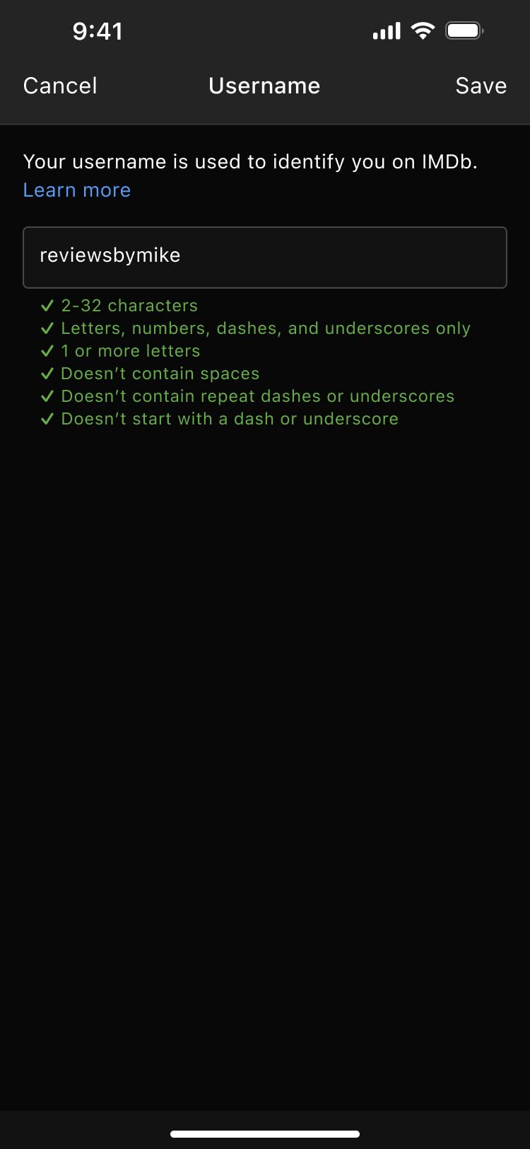 Edit username on iOS