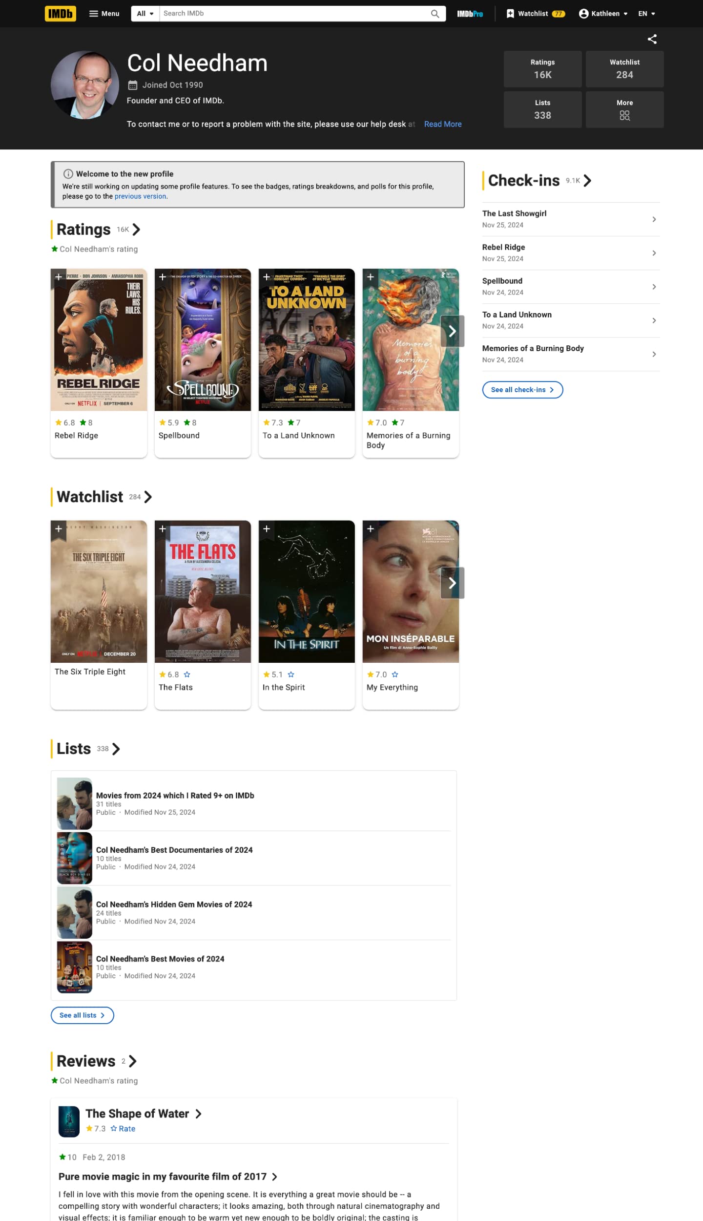 IMDb profile on desktop