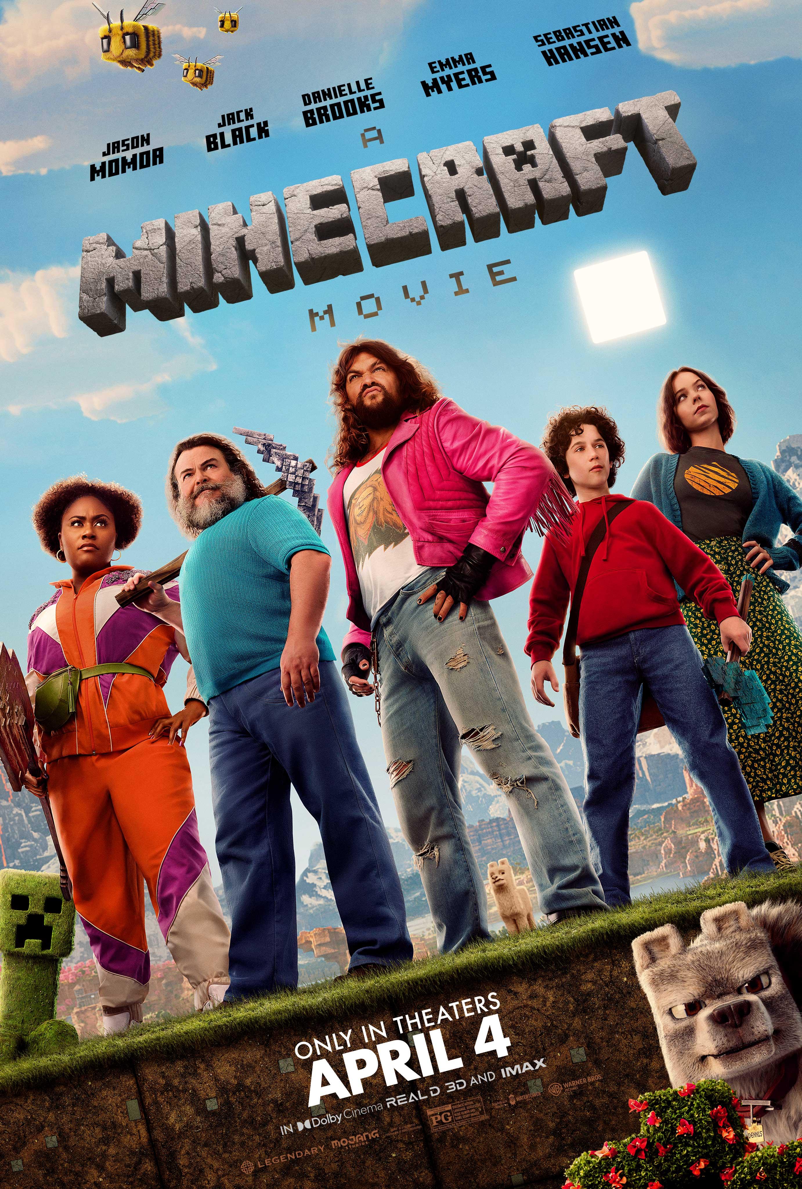 Jack Black, Jason Momoa, Emma Myers, Danielle Brooks, and Sebastian Hansen in A Minecraft Movie (2025)